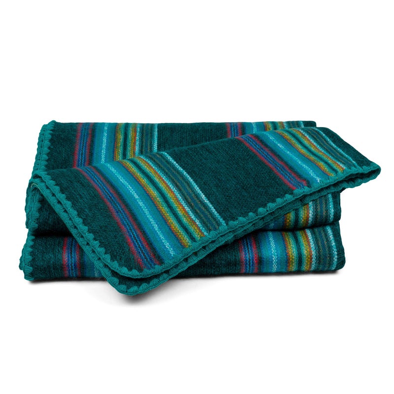 QISU Alpaca Wool Blanket Throw | Large, Beautiful, Warm, Variegated | 85 x 65 inches | Ultra-Soft, Hypoallergenic and Breathable | Non-Itchy or Scratchy (Turquoise Sea Foam Variegated) - Image 3